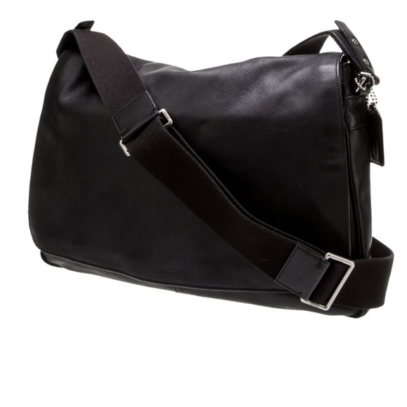 Coach Black Leather Messenger Bag with Adjustable Strap - Picture 1 of 5